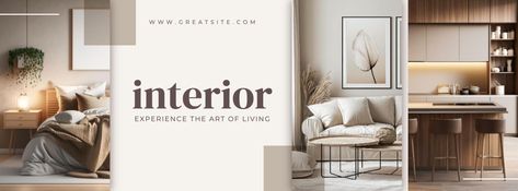 Beige Minimalist Interior Design Facebook Cover Banner Interior Design, Interior Banner Design, Facebook Cover Page Design, Carousel Design, Beige Minimalist, Facebook Cover Design, Fb Cover, Online Graphic Design, Banner Images