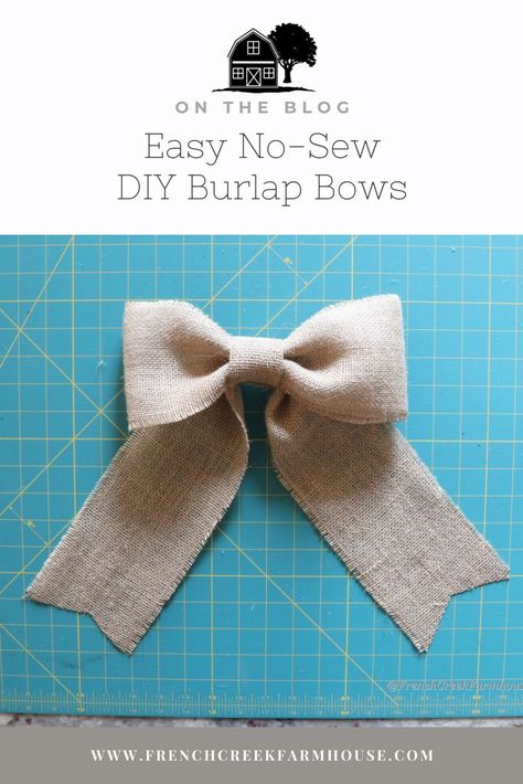 The simple way to make perfect bows every time--no sewing required! This step-by-step tutorial includes detailed photos and all instructions to create bows for all your DIY craft projects | French Creek Farmhouse Burlap Bows Wedding, Simple Bows Diy How To Make, Easiest Burlap, Homemade Bows, Diy Burlap, Home Improvement Diy, Burlap Bow, Burlap Bows, Bow Making