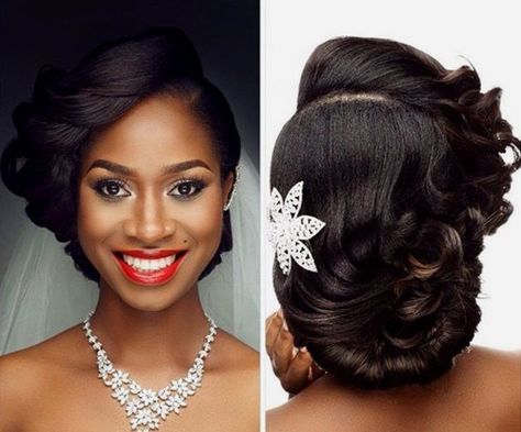 asymmetrical loose updo for black women Gwen Hair, African American Bride Hairstyles, Black Wedding Hairstyles, Loose Updo, Beautiful Bridal Hair, African American Weddings, American Hairstyles, Vintage Wedding Hair, Pelo Afro