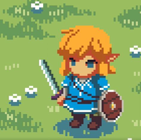 Link Pixel Art, Zelda Pixel Art, Pixel Art Sprite, Cute Pixel Art, Love U, The Legend Of Zelda, Legend Of Zelda, Not Mine, Video Game