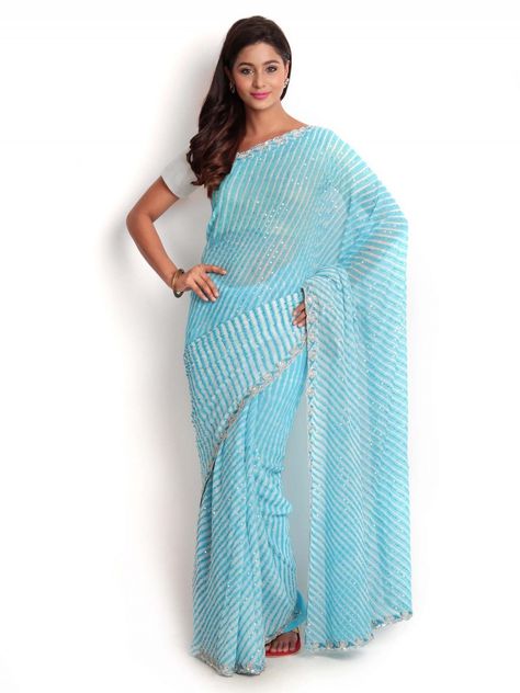 Zardozi Saree, Poshak Rajputi, Saree Color Combinations, Types Of Ties, Jaipur, Color Combinations, Wardrobe Essentials, Two Piece Pant Set, Light Blue