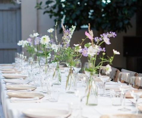 White And Lavender Wedding Decorations, Lilac Bud Vases Wedding, Purple Bud Vase Centerpiece, Lavender Centerpieces Table Decorations, Purple Bud Vases, Lavender Wedding Table, Bud Vases Wedding, Lilac Decor, Blue Purple Wedding