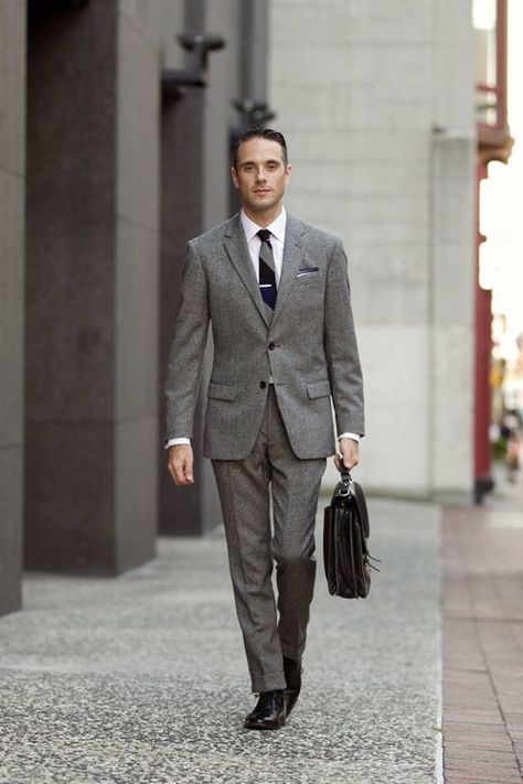 . He Spoke Style, Grey Tweed Suit, Full Length Pants, Tweed Suit, Best Dressed Man, On To The Next, Mens Fashion Blog, Bespoke Suit, Grey Tweed