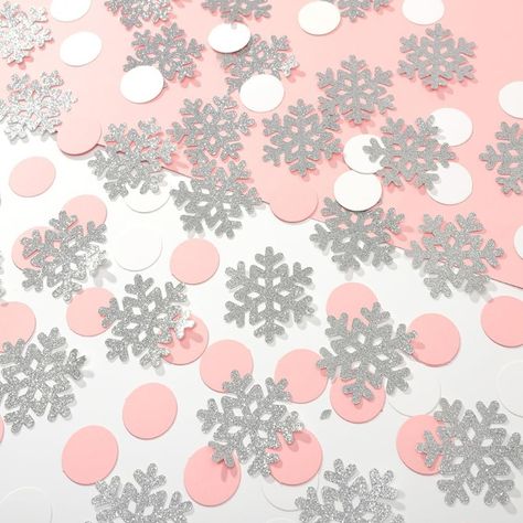 Winter Onederland Birthday Confetti - Showflake 1st Birthday Decorations,Silver Glitter Snowflakes With Pink And White Circle Confetti,Winter Wonderland Baby Shower Décor Birthday Decorations Silver, Winter Wonderland Pink, Glitter Snowflakes, Confetti Table, Silver Confetti, Birthday Confetti, Winter Wonderland Baby Shower, Winter Onederland Birthday, 1st Birthday Decorations