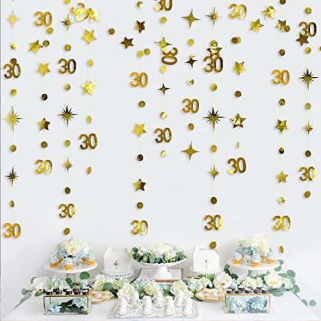 Gold 30th Birthday, 30th Birthday Banner, 30th Birthday Party Decorations, 30th Birthday Decorations, Birthday Garland, Number 30, 40th Birthday Decorations, Dirty 30, Star Garland