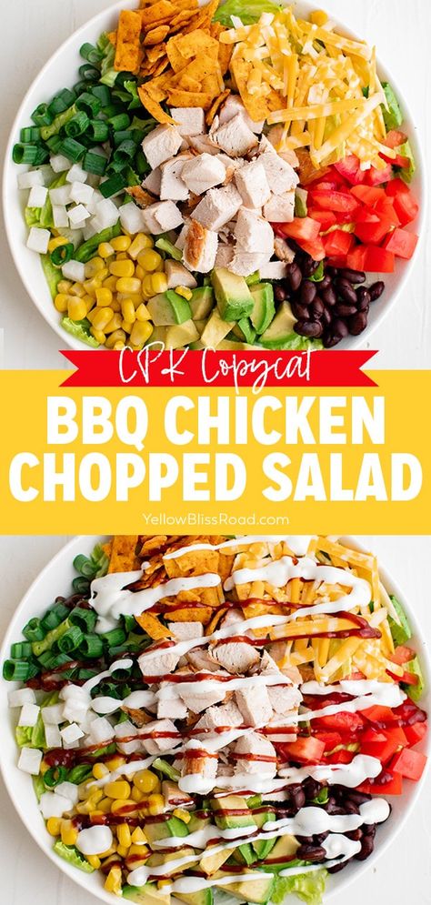 Bbq Ranch Dressing, Easy Bbq Chicken, Dinner Party Dishes, Bbq Salads, Dinner Favorites, Tortilla Strips, Chicken Chopped Salad, Bbq Chicken Salad, Lettuce Wrap Recipes