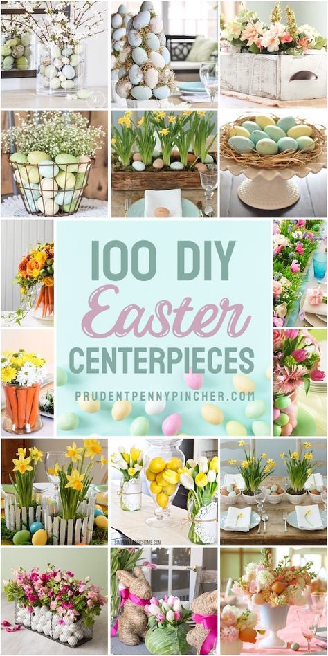 Brighten up your table for Spring with one of these elegant DIY Easter centerpieces. From rustic to farmhouse centerpiece ideas, there's a lot of inspiration for Easter table settings and easter decorations for the table. Farmhouse Centerpiece Ideas, Diy Easter Centerpieces, Easter Brunch Tablescape, Easter Centerpieces Diy, Easter Mason Jars, Basket Centerpieces, Easter Arrangement, Spring Table Decor, Home Decorating Ideas Living Room