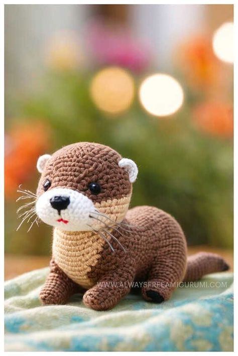 Crochet Sea Otter Amigurumi Free Pattern, Free Manatee Crochet Pattern, Otter Pattern Crochet, Ferret Amigurumi Free Pattern, Crochet Sea Otter Free Pattern, Crochet Ferret Pattern, Ferret Crochet Pattern Free, Manatee Crochet Pattern Free, Platypus Crochet Pattern Free