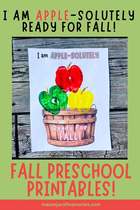 Fall Worksheets Preschool includes Apple Stamping Craft and Apple Handprint Art Autumn Preschool Printables, School Countdown, Fall Worksheets, Preschool First Day, Elementary Worksheets, Fun Educational Activities, Apple Preschool, Fine Motor Skills Development, Fall Preschool