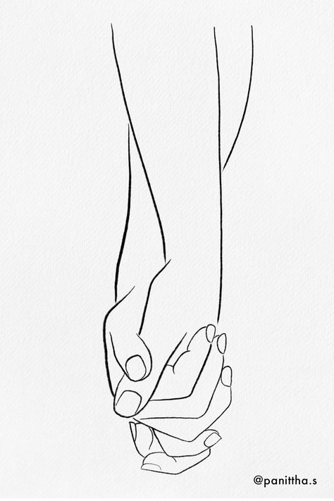 Minimal hand holding illustration Hand Holding Illustration, 3000 Followers, Line Art Flowers, Line Artwork, Hold Hands, Line Art Tattoos, Solid Background, Pencil Art Drawings, For Your Love