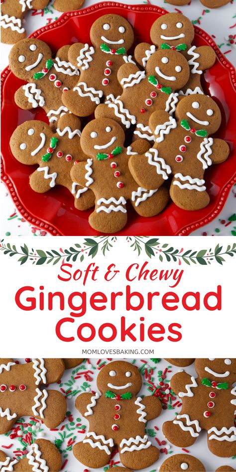 This is my favorite recipe for Soft & Chewy Gingerbread Men Cookies, frosted with an easy royal icing. Made with a perfect blend of spices and molasses for that classic gingerbread flavor. I highly recommend printing out the recipe, so you can make these delicious cookies every year for the holidays. Find the easy recipe on my website. #gingerbread #cookies #holiday #christmas #easyrecipe #gingerbreadmen Soft Chewy Gingerbread Men, Soft And Chewy Gingerbread Men, Ginger Breadman Cookies, Bakery Style Ginger Molasses Cookies, Ginger Bread Man Cookies Recipe, Yummy Gingerbread Cookies, Homemade Gingerbread Recipe, Ginger Bread Cutout Cookies, Gingerbread Recipes Cookie