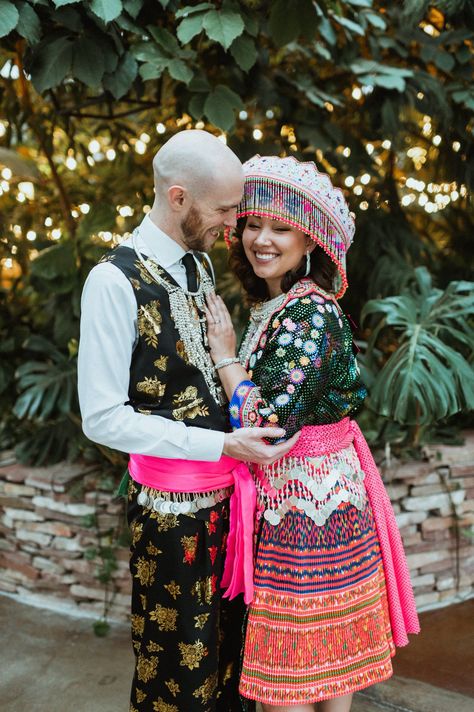 Are you ready for a STUNNING wedding reception at the beautiful Highland Gardens near Pleasant Grove, UT?! The couple chose traditional Hmong clothing, a beautiful Danielle Frankel silk gown and completed their looks with Jimmy Choo platform sandals. Their documentary, editorial and timeless film wedding photos will stand their lifetime and take them back to this gorgeous day! Click to see more of this gorgeous day! | Tai Lee Photography Hmong Photoshoot, Greenhouse Wedding Reception, Hmong Wedding, Hmong Clothing, Danielle Frankel, Hmong Clothes, Garden Wedding Reception, Pleasant Grove, Greenhouse Wedding