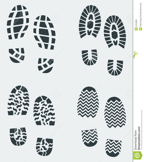 Shoe Print Patterns | Shoe print patterns of various shoe and boot treads created in Adobe ... Boot Print Drawing, Shoe Sole Drawing, Shoe Print Drawing, Foot Print Drawing, Shoe Print Art, Sole Tattoo, Shoe Prints, Shoe Artwork, Running Tattoo