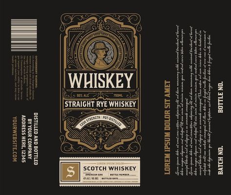 Liquor label vintage design retro Premiu... | Premium Vector #Freepik #vector #victorian #antique #old-label #baroque Beer Label Design Template, Whiskey Packaging, Whisky Packaging, Liquor Label, Liquor Bottle Labels, Beer Label Design, Whiskey Label, Label Ideas, Whiskey Brands