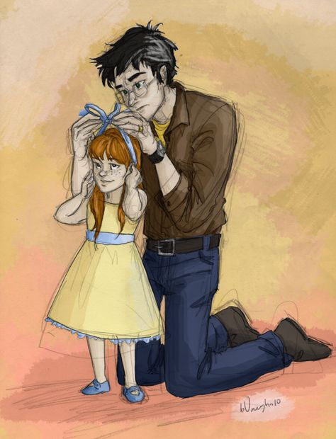 daddy's girl for burdge-bug by Elderberry-bb on @DeviantArt Lily Luna Potter, Harry Potter Next Generation, Harry And Ginny, Harry Potter Illustrations, Yer A Wizard Harry, Images Harry Potter, Harry Potter Artwork, Harry Potter Drawings, Harry Potter 2