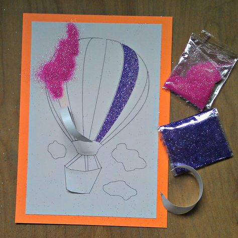 DIY Silhouette Peel & Stick Glitter Art Glitter Glue Art, Sand Art Projects, Glitter Gift Ideas, Hand Art Kids, Hot Air Balloon Design, Glue Art, Silhouette Diy, Stick Art, Hand Crafts For Kids