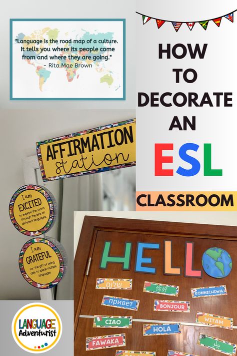 Esl Ideas Teaching English, Eld Classroom Setup, Multicultural Posters For Classroom, English Language Learners Classroom, Eld Classroom Decorations, Esl Classroom Decor Bulletin Boards, El Classroom Decor, Esl Classroom Posters, Multicultural Classroom Theme