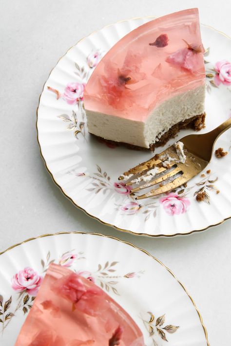 Cherry Blossom Dress Gowns, Cherry Blossom Food, Pinterest Desserts, Cherry Blossom Jelly, Smooth Cheesecake, Jelly Cheesecake, Bakers Square, Flower Recipes, Cooking Projects