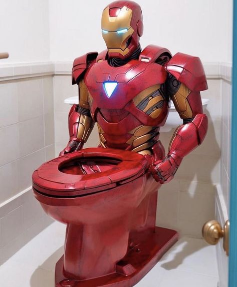 Superhero Bathroom Decor, Superhero Bathroom, Alice In Wonderland Props, Weird Furniture, Unusual Furniture, Superhero Fashion, Iron Man Art, Tall People, Man Room