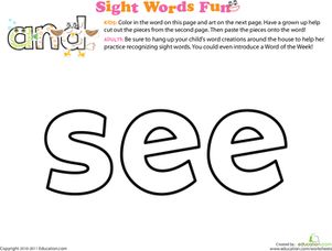 Preschool Reading & Writing Worksheets: Spruce Up The Sight Word: See Teaching Child To Read, Spelling Lessons, Preschool Sight Words, Sight Word Fun, Sight Words Printables, Reading Tutoring, Learning Sight Words, Preschool Reading, Spelling Worksheets