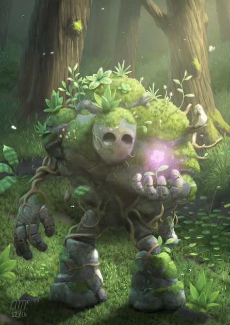 ArtStation - Garden Golem, Andrew McIntosh Heroic Fantasy, 다크 판타지, Forest Creatures, Fantasy Creatures Art, Fantasy Monster, Mythical Creatures Art, Mystical Creatures, Arte Fantasy, 판타지 아트