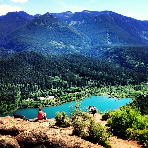 Rattlesnake Ridge looking down on Rattlesnake Lake. North Bend Washington. Lake Chelan Washington, Picture Lake Washington, North Bend Washington, Lake 22 Washington Hiking, Lake Serene Washington, Washington State Hikes, Rattlesnake Lake Washington, West Coast Travel, Yellowstone Camping