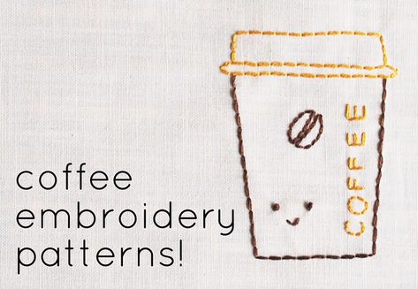 Coffee Embroidery Patterns, Coffee Embroidery, Wild Olive, Ideas Embroidery, Costura Diy, Pola Sulam, Japanese Embroidery, Free Coffee, Embroidery Patterns Free