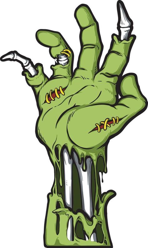 Zombie Skin Drawing, Zombie Digital Art, Zombie Hand Coming Out Of Ground, Zombie Art Cute, Monster Hands Drawing, Zombie Hand Drawing, Joker Illustration, Zombie Drawing, Zombie Clipart