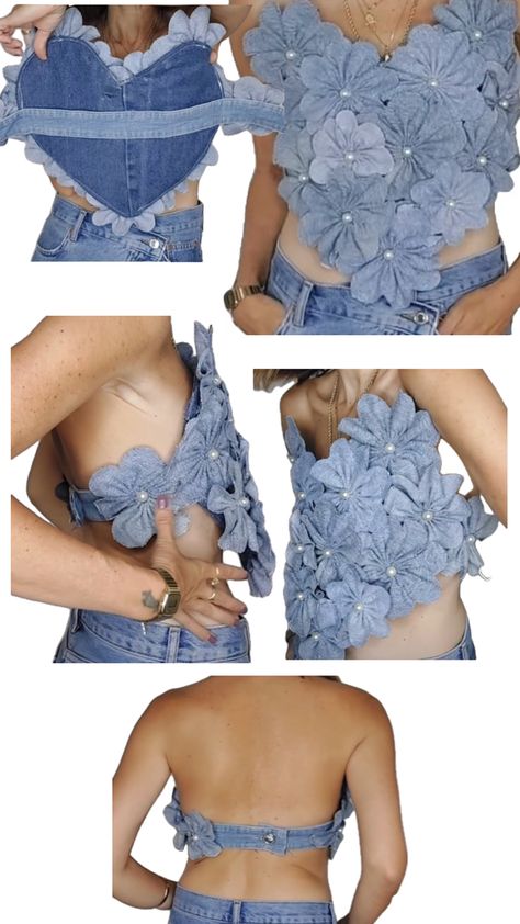 Boho Prom Dress, Denim Refashion, Diy Fashion Scarf, Dress Sewing Tutorials, Denim Inspiration, Stylish Mom, Denim Wear, Upcycle Jeans, Upcycled Fashion