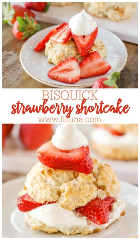 Strawberry Shortcake With Bisquick, Strawberry Shortcake For A Crowd, Bisquick Desserts, Bisquick Shortcake Recipe, Biscuits For Strawberry Shortcake, Shortcake Recipe Easy, Bisquick Strawberry Shortcake, Shortcake Recipes, Classic Strawberry Shortcake