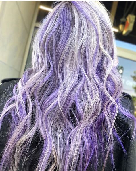 Pulp Riot Hair Color on Instagram: “@hairbybiancarose is the artist... Pulp Riot is the paint.” Hair Color Style Ideas, Blonde Hair With Purple Streaks, Purple Highlights Blonde Hair, Purple Blonde Hair, Hair With Purple, Lilac Hair Color, Purple Hair Highlights, Best Ombre Hair, Pulp Riot Hair Color