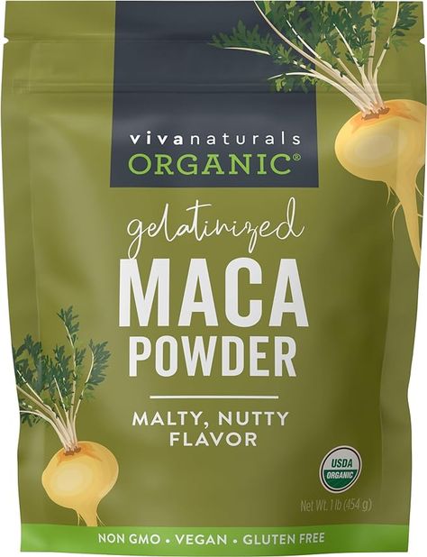 Viva Naturals Organic Maca Powder - Gelatinized Maca Powder Organic, Vegan and Kosher Peruvian Superfood - Certified USDA Organic, Gluten-Free & Non-GMO