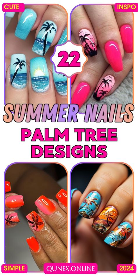 Get creative with your nail art this summer with our summer palm tree nails nailart. From intricate palm tree designs to bold tropical patterns, the options are endless. Let your imagination run wild! Summer Nails Palm Tree Beach, Bermuda Nail Designs, Beach Nails Palm Tree, Palm Tree Toe Nail Designs, Palm Tree Nails Design Summer, Nails With Palm Tree Design, Caribbean Nail Ideas, Tropical Holiday Nails, Summer Palm Tree Nails