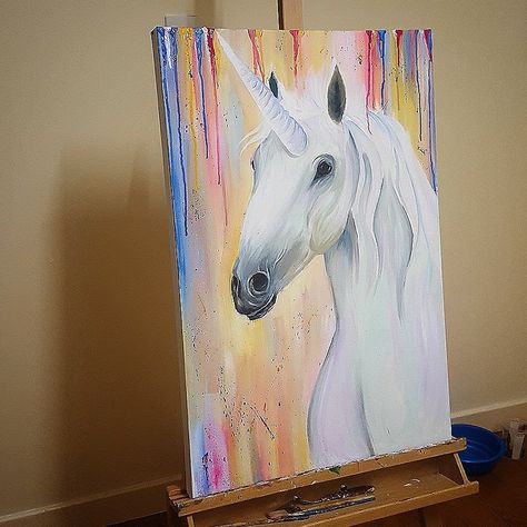 Unicorn Acrylic Painting Unicorn Painting Canvas, Unicorn Acrylic Painting, Unicorn Paintings, Guitar Art Painting, Unicorn Canvas, Unicorn Artwork, Unicorn Painting, Lighthouse Painting, Art Silhouette