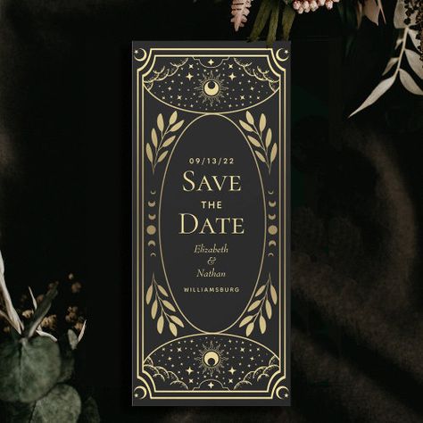 Simple Botanical Stem Wedding Save The Date Invitation #zazzle #weddinginvitations #birthdayinvitations #babyshowerinvitations #zazzleinvitations #monogram #businesscards #graduation #homedecor Gothic Wedding Theme, Save The Date Designs, Goth Wedding, Halloween Party Themes, Save The Date Card, Gothic Wedding, Wedding Save The Date, Save The Date Invitations, Halloween Wedding