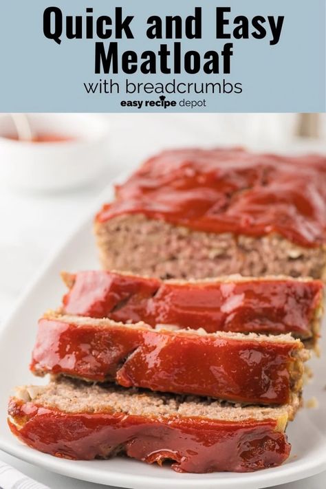 1lb Meatloaf Recipe, Easy Meatloaf Recipe With Bread Crumbs, Meatloaf With Breadcrumbs, Quick And Easy Meatloaf, Quick Easy Meatloaf Recipe, Recipe With Bread, Easy Meatloaf Recipe, Homemade Bread Crumbs, Bread Crumbs Recipe