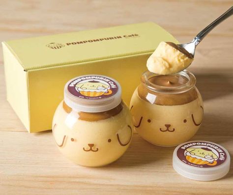 Pom Purin pudding packaging Brownie Package, Pom Purin, Kawaii Dessert, Dessert Packaging, Cute Snacks, Anime Food, Japanese Snacks, Japanese Sweets, Kawaii Food