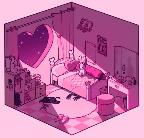 Interior Concept Art, Bedroom Illustration, Bedroom Drawing, Isometric Drawing, Bg Design, Isometric Art, Isometric Design, Isometric Illustration, Interior Concept