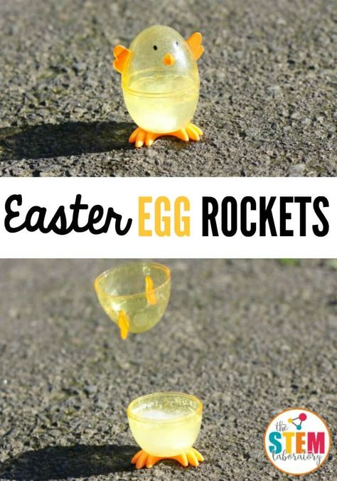 Easter Egg Rockets - The Stem Laboratory Cool Chemical Reactions, Easter Science, Science Experiment For Kids, Somebunny Loves You, Experiment For Kids, Kid Science, Easter Preschool, Kid Experiments, Cool Science Experiments