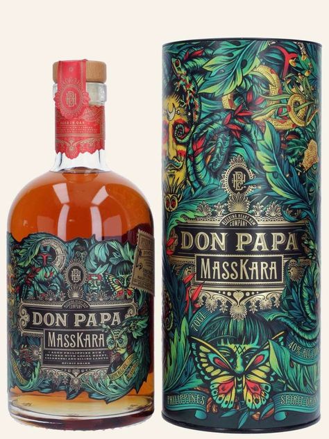 Rum Bottle Design, Don Papa Rum, Alcohol Packaging Design, Liquor Label, Spirit Drink, Rum Bottle, Alcohol Packaging, Absolut Vodka, Fancy Drinks