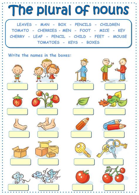 The plural of nouns interactive and downloadable worksheet. You can do the exercises online or download the worksheet as pdf. Plural Of Nouns Worksheets, Singular Plural Worksheets, Plural Of Nouns, Irregular Plural Nouns Worksheet, Irregular Nouns, Plurals Worksheets, Plural Nouns Worksheet, Irregular Plural Nouns, Nouns Activities