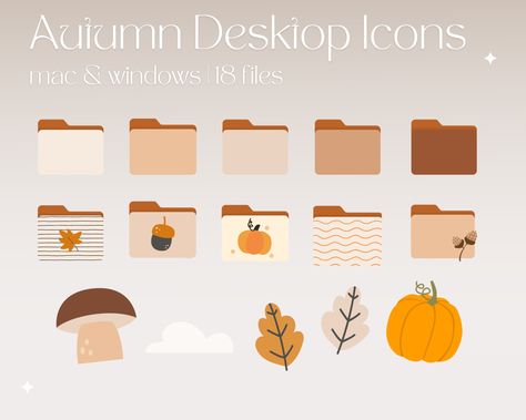 ☾ TheMoonStudioShop ☾ Desktop Folder Icons - Fall/Autumn Version ! → compatible with mac and windows → super easy to use - comes with step by step instructions → 18 files in a Zip Folder. → instant digital download Fall Folder Icons, Ipad Decor, Windows Aesthetic, Desktop Folder Icons, Mac Backgrounds, Comfy Fall Sweaters, Spooky Wreath, Notes Aesthetic, Desktop Icons