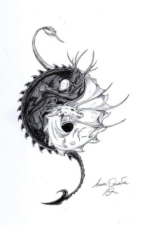 Dragons Intertwined, Dragon Yin Yang Tattoo, Black Dragon Tattoo, Ying Yang Tattoo, Dragon Tattoos For Men, Dragon Tattoo Art, Yin Yang Art, Kunst Tattoos, Yin Yang Tattoos