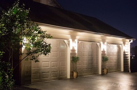 Outdoor Lighting and Decorating Ideas 3 Car Garage Lighting Exterior, Garage Outside Lights, Outdoor Garage Lighting Ideas, Outdoor Sconces Garage, Garage Door Lights Exterior, Garage Exterior Lights, Garage Lighting Ideas Exterior, Outdoor Garage Lighting, Outside Garage Lights