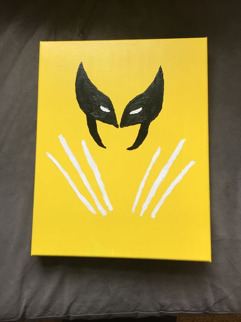 Minimalist wolverine painting Wolverine Pumpkin Painting, Wolverine Pumpkin, Wolverine Painting, Superhero Painting, Marvel Paintings, Marvel Drawings, Wolverine Marvel, Nursery Paintings, Pen Art