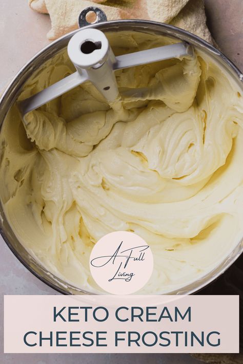 This Easy Keto Cream Cheese Frosting is a super decadent, very simple recipe. You only need 6 ingredients and 15 minutes to make it! #KetoCreamCheeseFrosting #SugarFreeFrosting #CreamCheeseFrosting White Cream Cheese Frosting, Keto Cream Cheese Frosting, Keto Cream Cheese, Keto Cakes, Muffins Easy, Diet Cookies, Pumpkin Cream Cheese Muffins, Low Carb Cake, Keto Cream