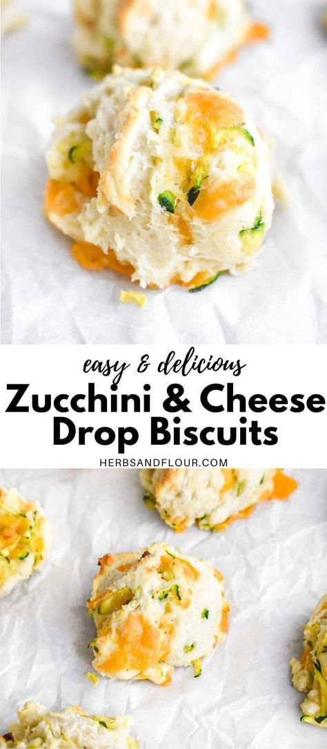 These tender Zucchini & Cheese Drop Biscuits are a favourite side for dinner or breakfast meals. Packed with cheddar cheese and shredded zucchini, these easy to make biscuits are the perfect way to use up fresh zucchini! Zucchini Cheddar Scones, Zucchini Cheddar Biscuits, Zucchini Cheese Biscuits, Zucchini Drop Biscuits, Zucchini Drop Biscuits 12 Tomatoes, What To Make With Shredded Zucchini, Zucchini Scones Recipe, Grated Zucchini Recipes, Veggie Biscuits