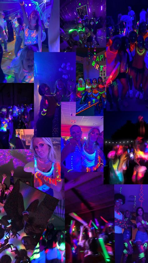 Neon Lights Homecoming, Pretty Prom Themes, Glow In The Dark Hoco Theme, Themes For School Dances, Glow In The Dark Homecoming, Homecoming Dance Themes High Schools, Neon Hoco Theme, Spring Formal Theme Ideas, Hoco Theme Ideas