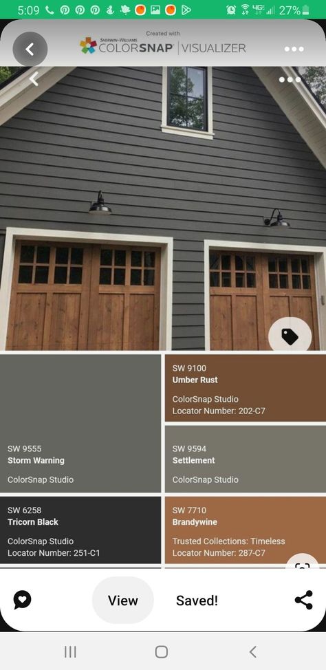 Craftsman Exterior Paint Schemes, Dark Grey House Exterior Wood Trim, Dark Gray Brown House Exterior, Exterior Siding Remodel, Dark Gray Outdoor House Paint, Dark Grey Craftsman Exterior, Exterior Stain Colors For Wood Farmhouse, Grey Houses With Black Trim, Gray Brown House Exterior