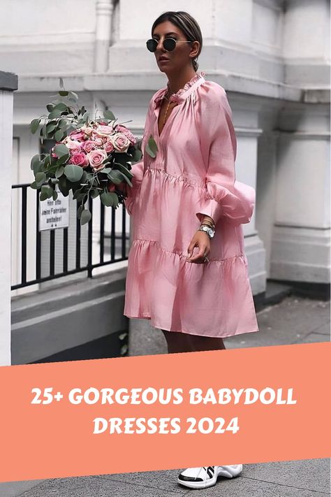 25+ Gorgeous Babydoll Dresses 2024 How To Wear Babydoll Dress, Styling Baby Doll Dress, Tiered Babydoll Dress, Babydoll Dress Maxi Winter, Babydoll Dress Outfit Winter, Tie Shoulder Babydoll Dress, Get Obsessed Babydoll Dress, Minimalist Summer Outfits, Babydoll Dress Outfit